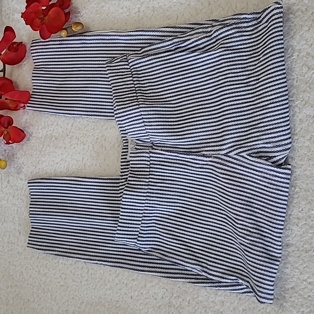 Rachel Zoe Stretch Pant Navy & White Nautical Stripe Crop Skinny 25" Inseam sz 8